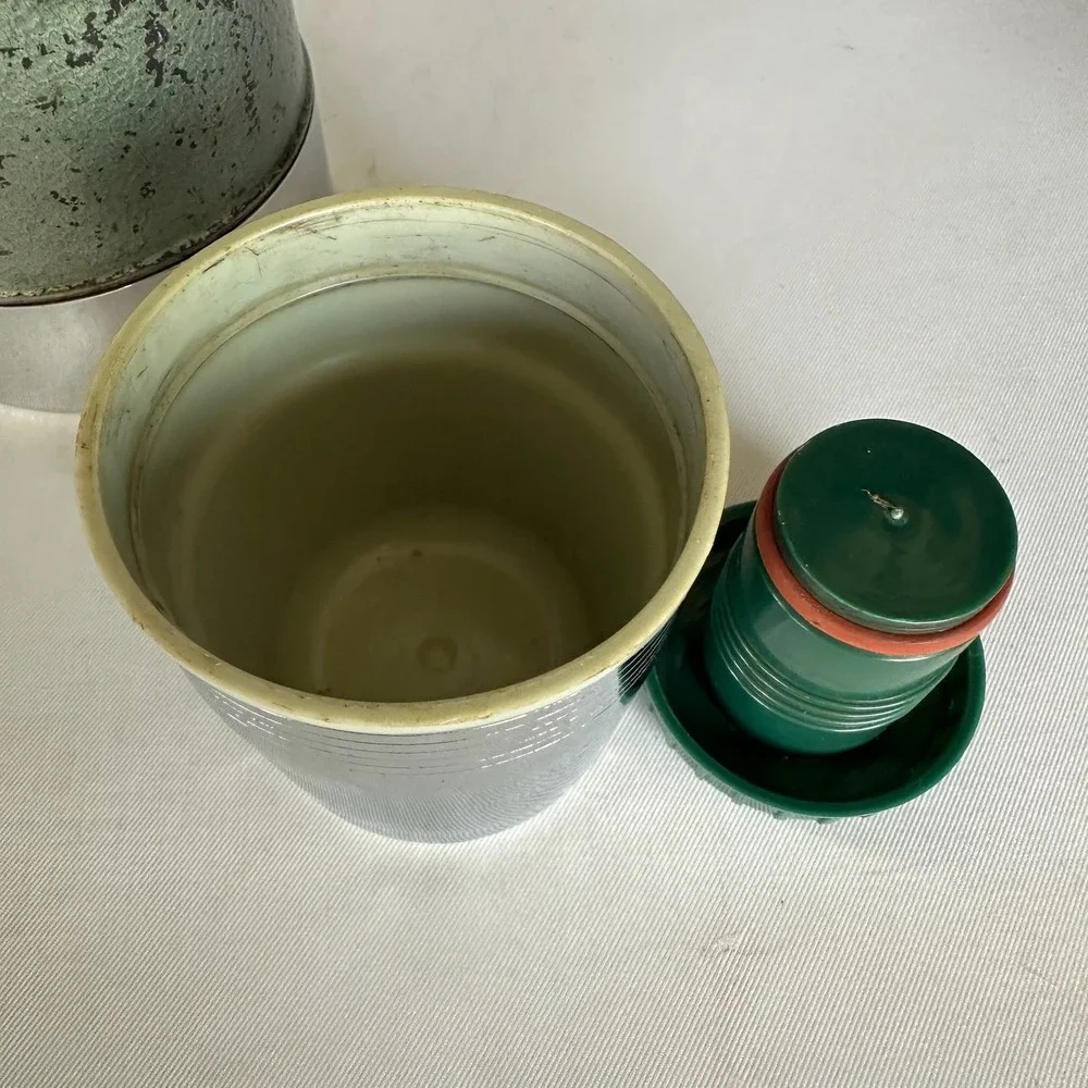 Vintage Aladdin Stanley 1 Quart Vacuum Bottle Thermos A-944C Hammertone Green - Picture 6 of 14
